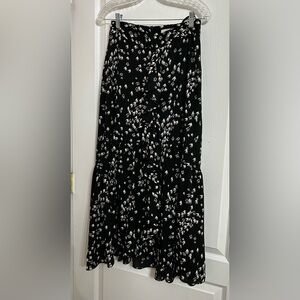Black and White Floral Maxi Skirt